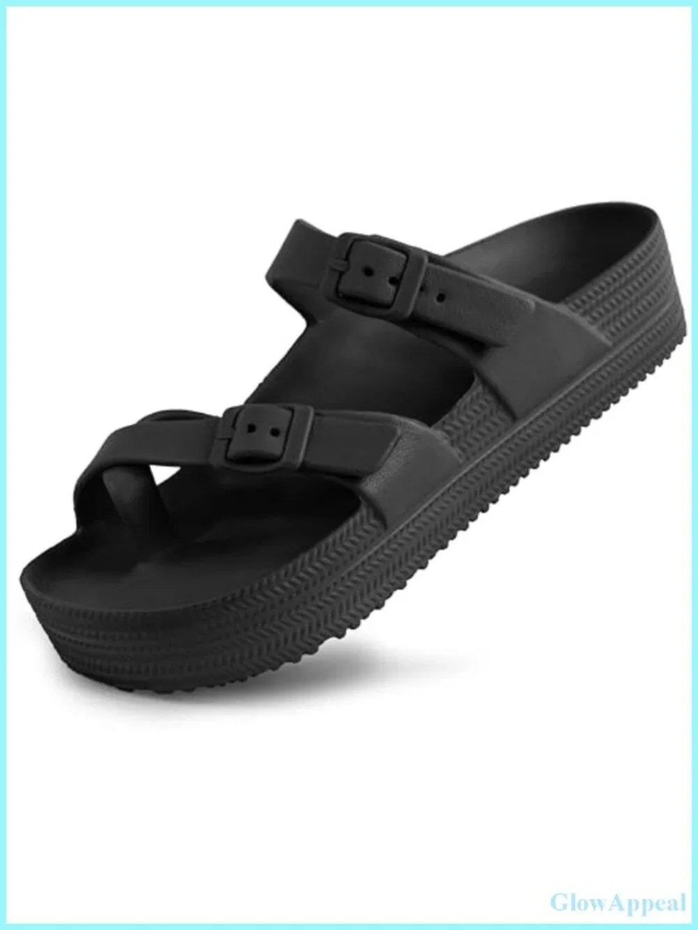 Weweya Arch Support Platform Sandals Adjustable Buckle Straps Slide